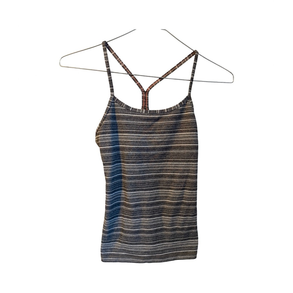 Lululemon Athletica Gray and White Stripped Fitted Tank Top Size 4